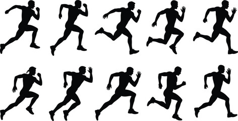 Running silhouette, sprint motion, athlete stride, human movement, sports biomechanics, fitness training, dynamic posture, track runner, speed, action pose