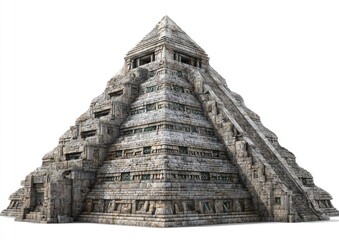 Ancient pyramid, weathered stone, layered structure