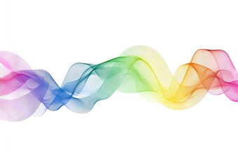 Abstract rainbow wavy lines on white background