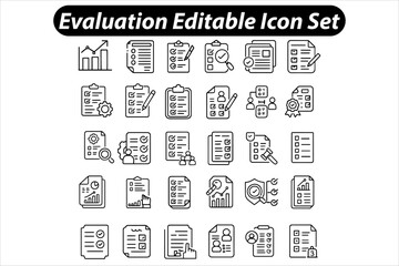 Evaluation Editable Icon Set – Vector Illustration with Stroke