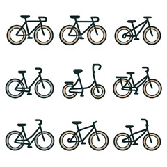 Minimalist bicycle silhouettes collection with stylish cycling designs