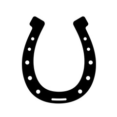 Black Horseshoe Illustration on a White Background Symbol of Luck and Protection