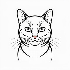 Obraz premium A minimalist cat face drawing isolated on white background