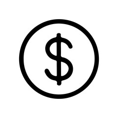 Simple black and white dollar sign icon within a circle