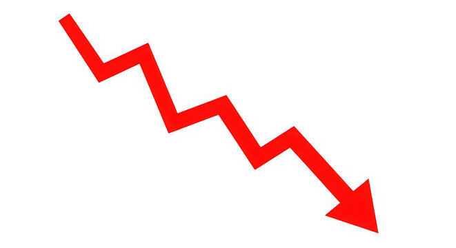 Red downward trend arrow symbolizing decline