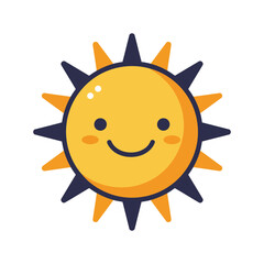A cartoon sun with a smiling face, radiating warmth and happiness in a simple design.