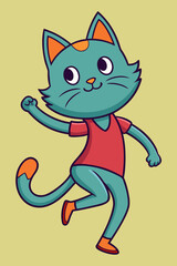 Simple and cute vector cat dancing, ideal for children's coloring books and educational illustration projects 