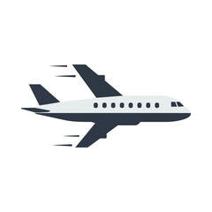 Icon of a modern passenger airplane in flight.