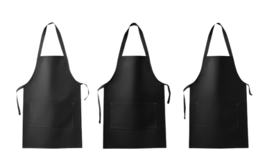 Black kitchen apron isolated on white background, png