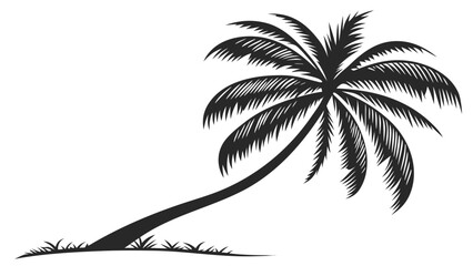 black palm tree silhouette leaning tropical minimalist beach island design illustration design.