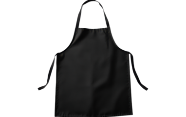 Black kitchen apron isolated on white background, png