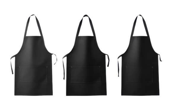 Black kitchen apron isolated on white background, png