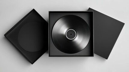 Minimalist Blank CD Cover Design Featuring a Black LP Vinyl Aesthetic