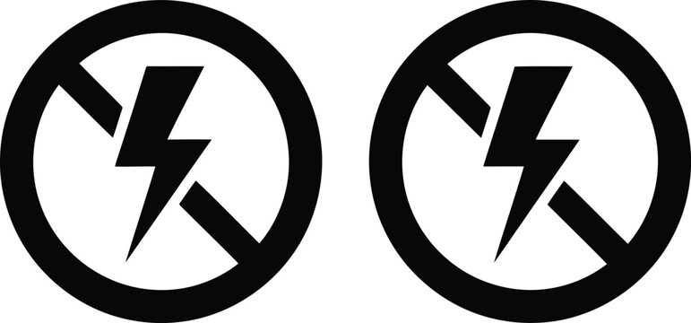Warning sign no electricity allowed danger symbol forbidden energy forbidden power icon alert prohibition vector