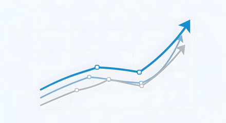 Fototapeta premium Business Graph Showing Growth Trends with Blue and Gray Lines in Modern Office