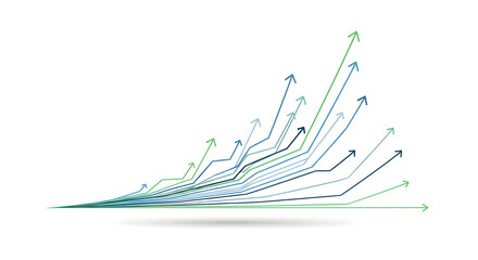 Abstract Colorful Graphs and Arrows Showing Data Growth and Progress in Modern Style