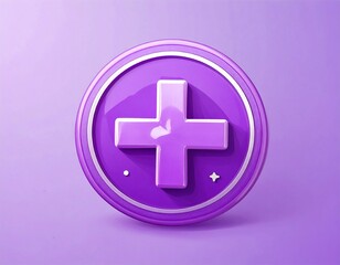 3D rendered purple plus icon on a gradient background