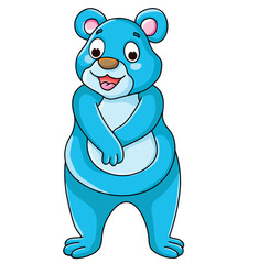 Cute cartoon hand drawn vector blue baby bear clipart.