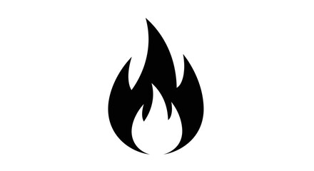 Black Flame Icon - Simple Fire Symbol.