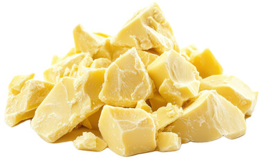 Cocoa butter chunks isolated on white background, png