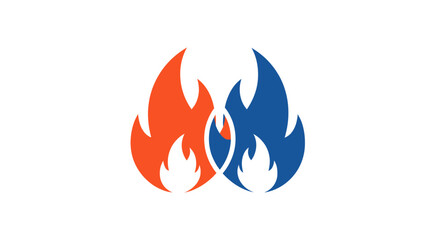 Two Intertwined Flames in Orange and Blue Colors.