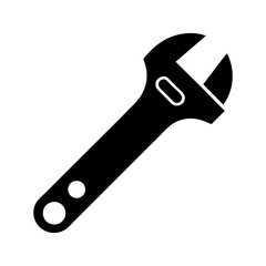 Silhouette of adjustable wrench tool simple clean vector design isolated on white background