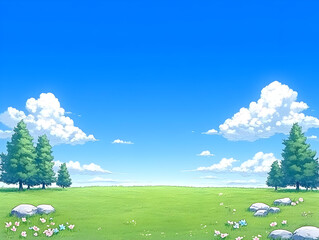 Sunny Meadow Illustration Background