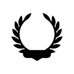 Silhouette of prize symbol with laurel border clear and minimal award icon vector on white background