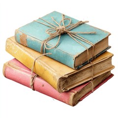 Stack of vintage books tied with twine (3)