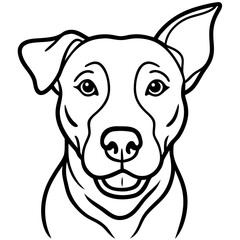 Hand illustration of dog head, portrait of a dog