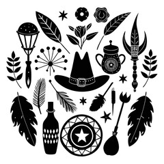 Boho Elements Vector Bundle – Minimal Black Silhouette Illustration on White Background