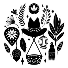 Boho Elements Vector Bundle – Minimal Black Silhouette Illustration on White Background
