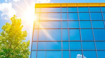 Sunlit Modern Building Exterior Illustration