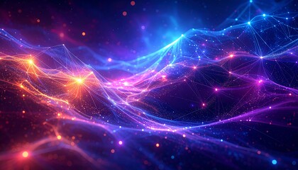 Obraz premium Abstract digital landscape with glowing particles (1)