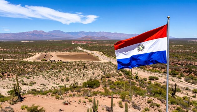 Paraguay Flag Over the Chaco Region
