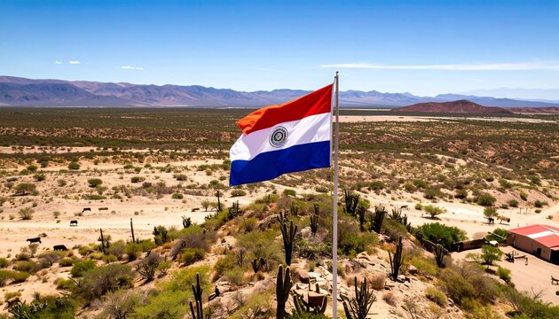 Paraguay Flag Over the Chaco Region