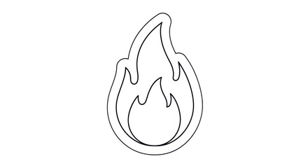 Simple black outline icon of a fire flame, a minimalist line art drawing.