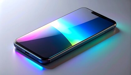 Modern smartphone with vibrant light effects