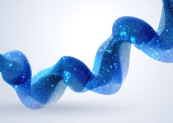 Abstract swirling blue ribbon design with subtle sparkles