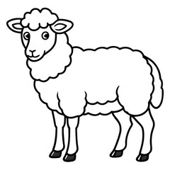 Black and white sheep on a transparent background, vector illustration of sheep