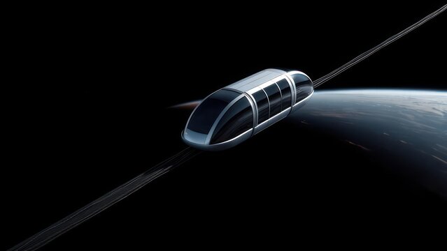 Futuristic space train over Earth