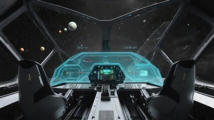 Futuristic spaceship cockpit