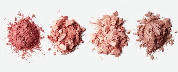 Crushed blush powder swatches in varying shades of rose