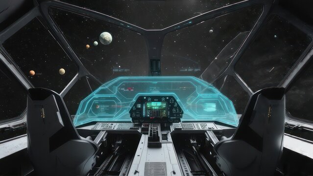 Futuristic spaceship cockpit