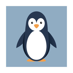 Naklejka premium Cartoon Penguin Standing Front View bird animal