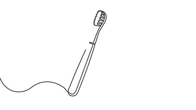 Continuous one line drawing toothbrush and paste minimalist 4k animation video