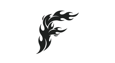 Flaming Letter F - Stylized Black Fire Letter Design.