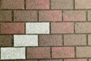 ３色のフロアタイルのクローズアップ。自然素材の背景用素材。