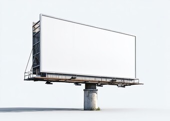 Obraz premium Blank billboard on a weathered, industrial-style stand