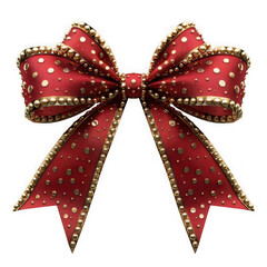 Festive holiday bow with golden accents and red material
